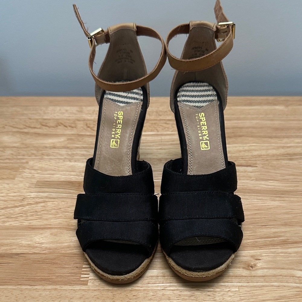 Sperry Women's Black and Brown Wedges